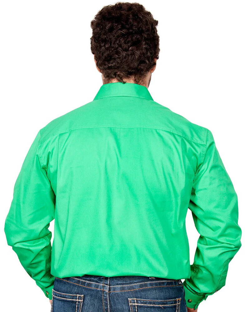 Just Country Mens Cameron Half Button Work Shirt (10101) Ivy Green - Image 2