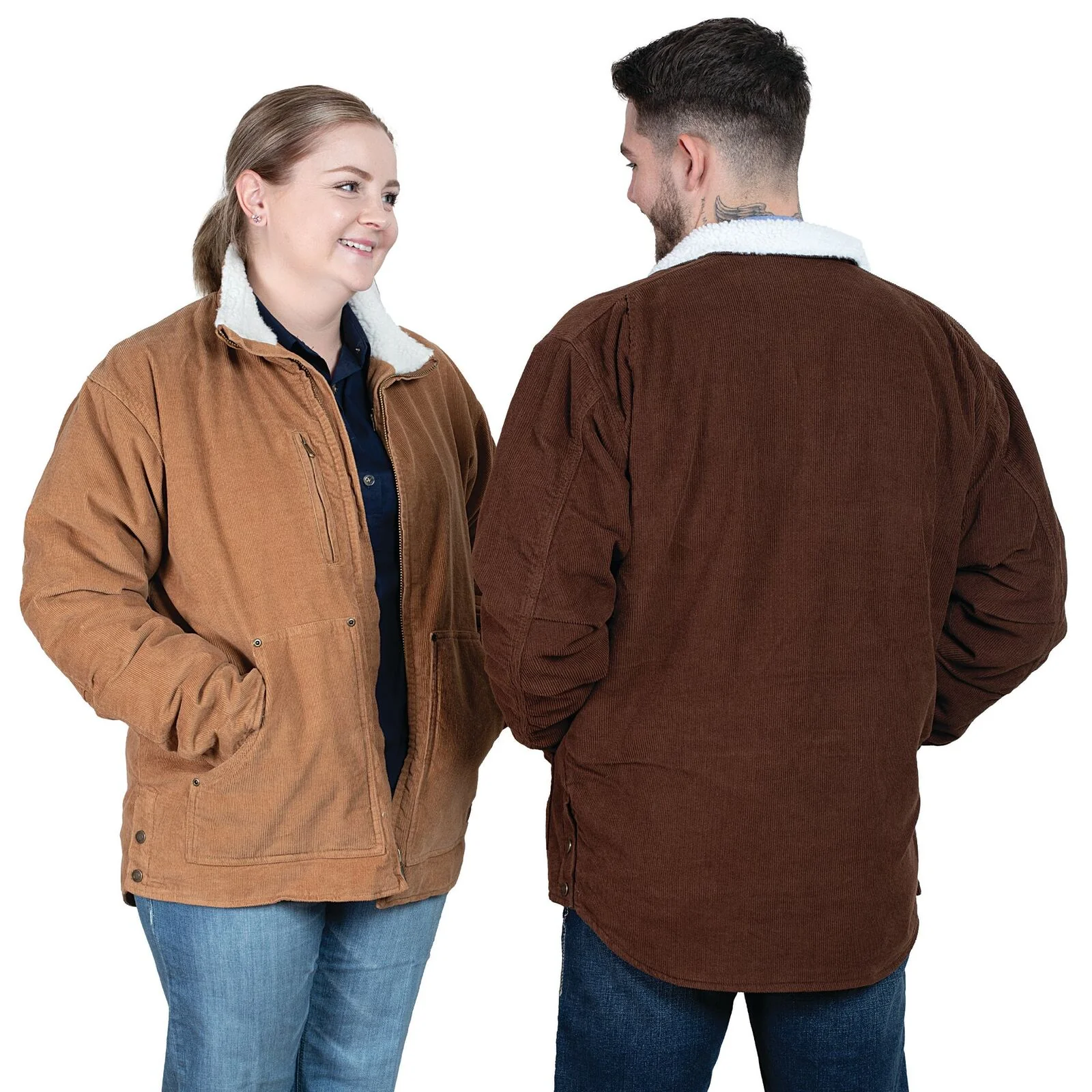 Just Country Unisex Diamantina Sherpa Corduroy Jacket (MWOJ2500) Caramel [SD] - Image 3