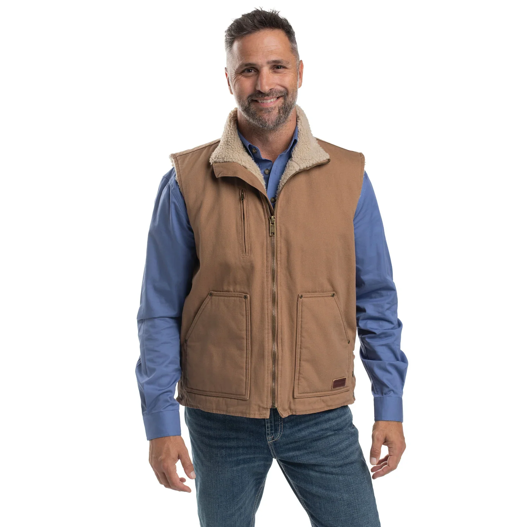 Just Country Unisex Diamantina Sherpa Vest (MWOV2100) Khaki - Image 2