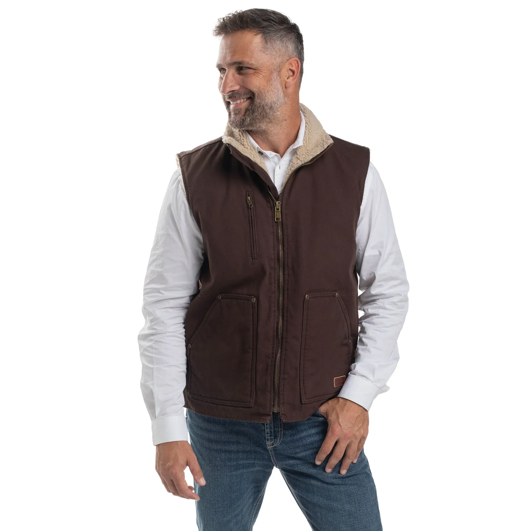Just Country Unisex Diamantina Sherpa Vest (MWOV2101) Chocolate - Image 2