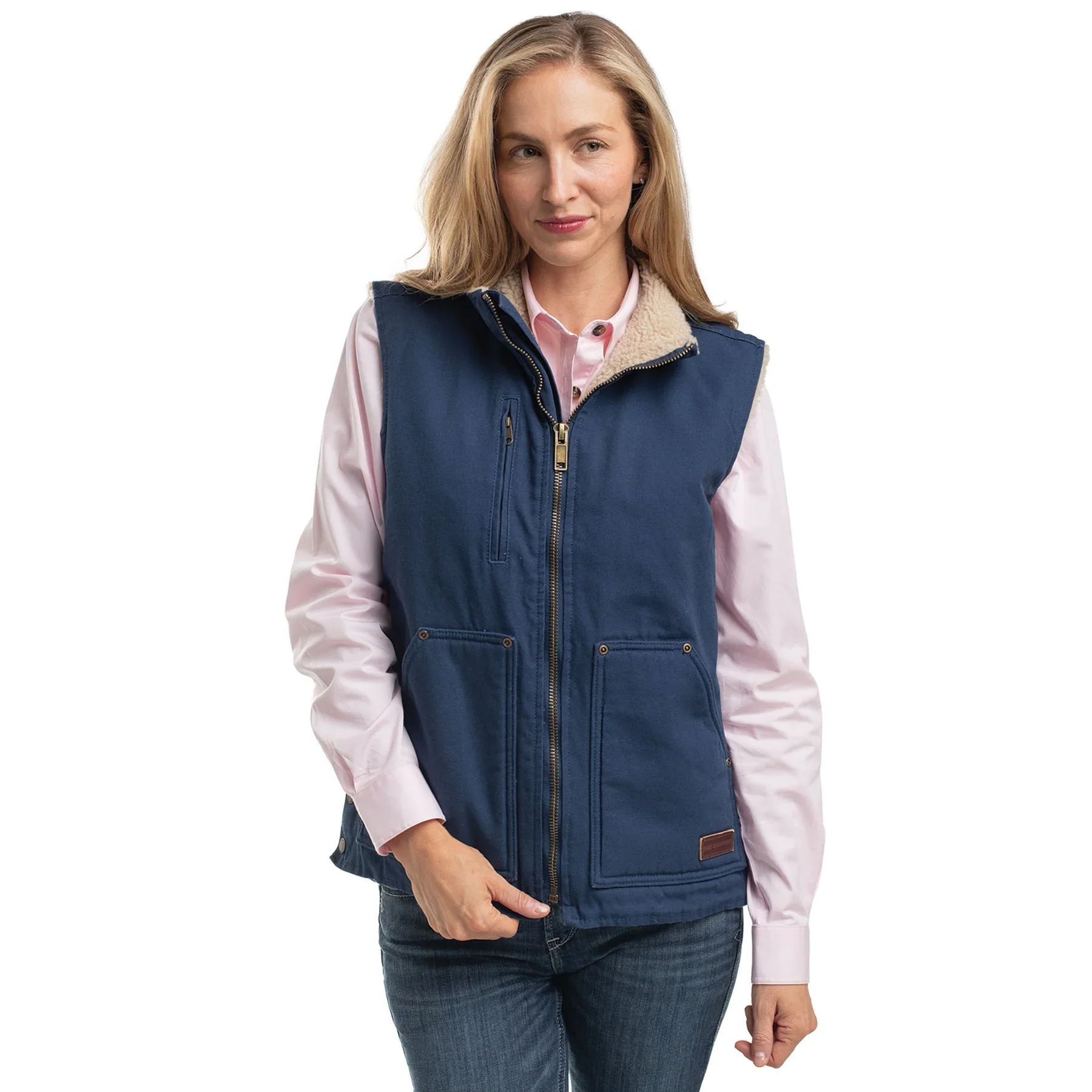 Just Country Unisex Diamantina Sherpa Vest (MWOV2302) Navy - Image 3