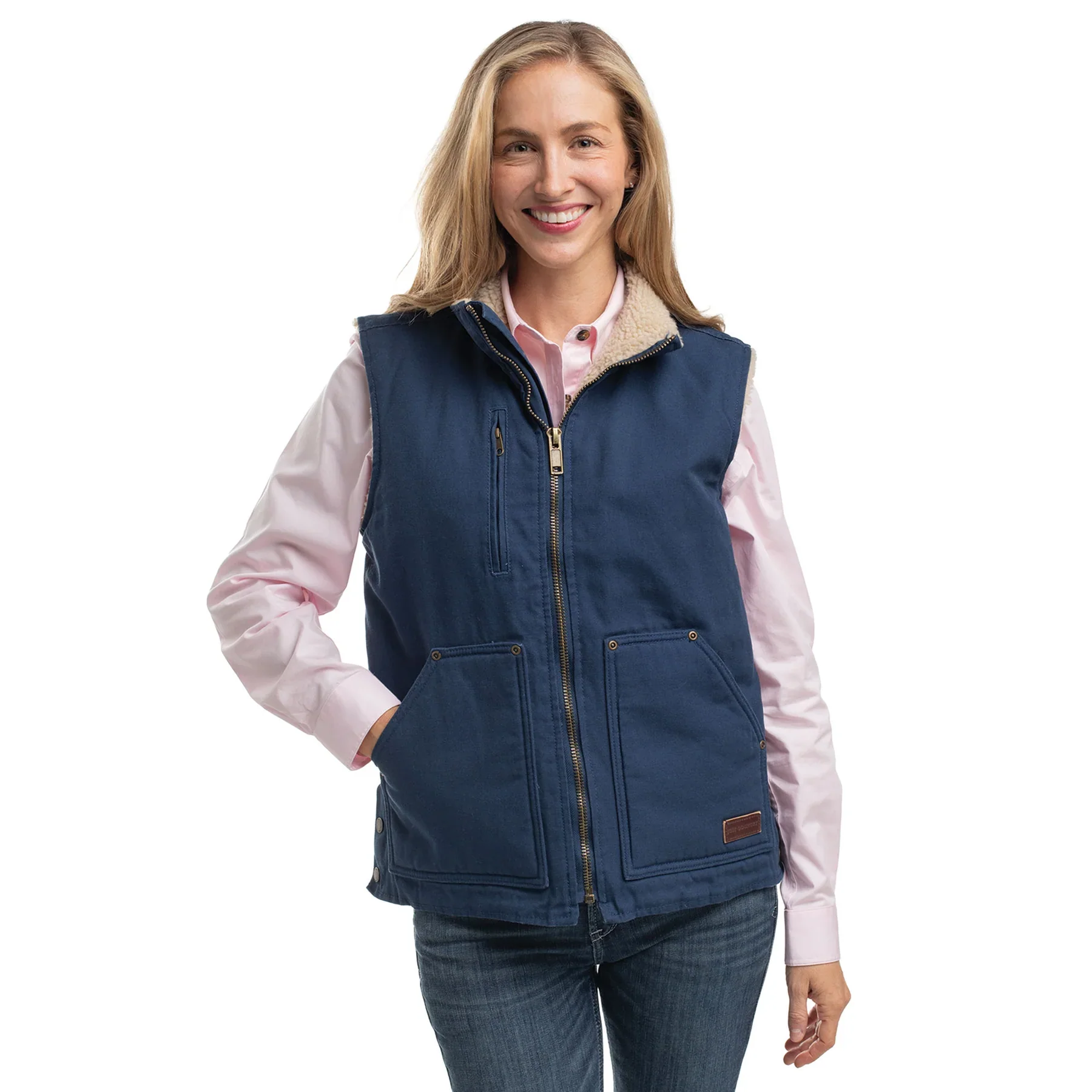 Just Country Unisex Diamantina Sherpa Vest (MWOV2302) Navy - Image 4