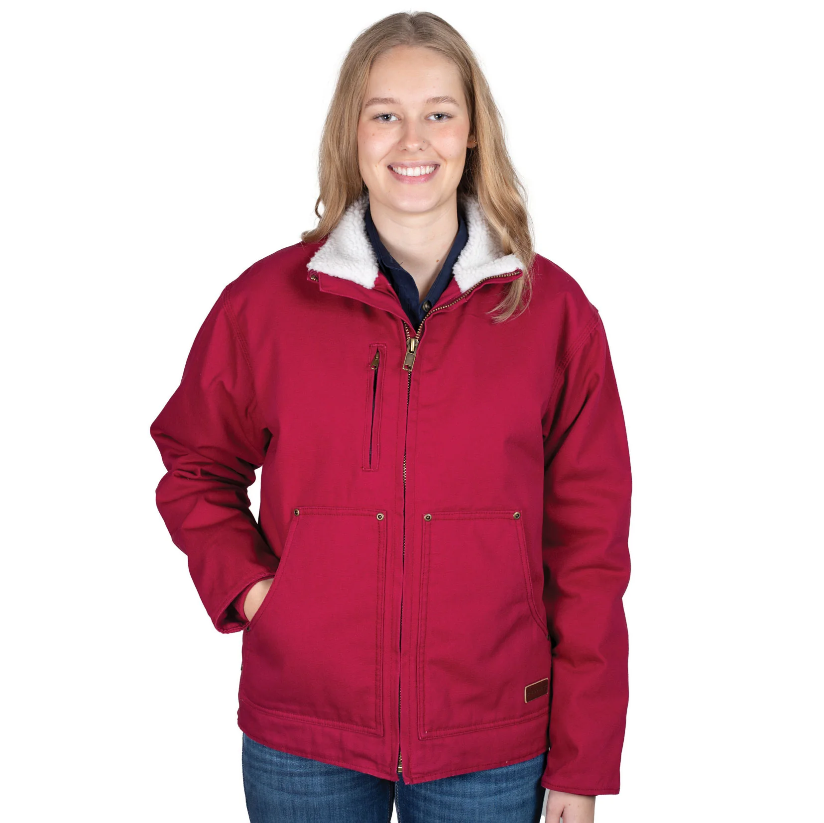 Just Country Unisex Diamantina Sherpa Jacket (MWOJ2601) Very Berry