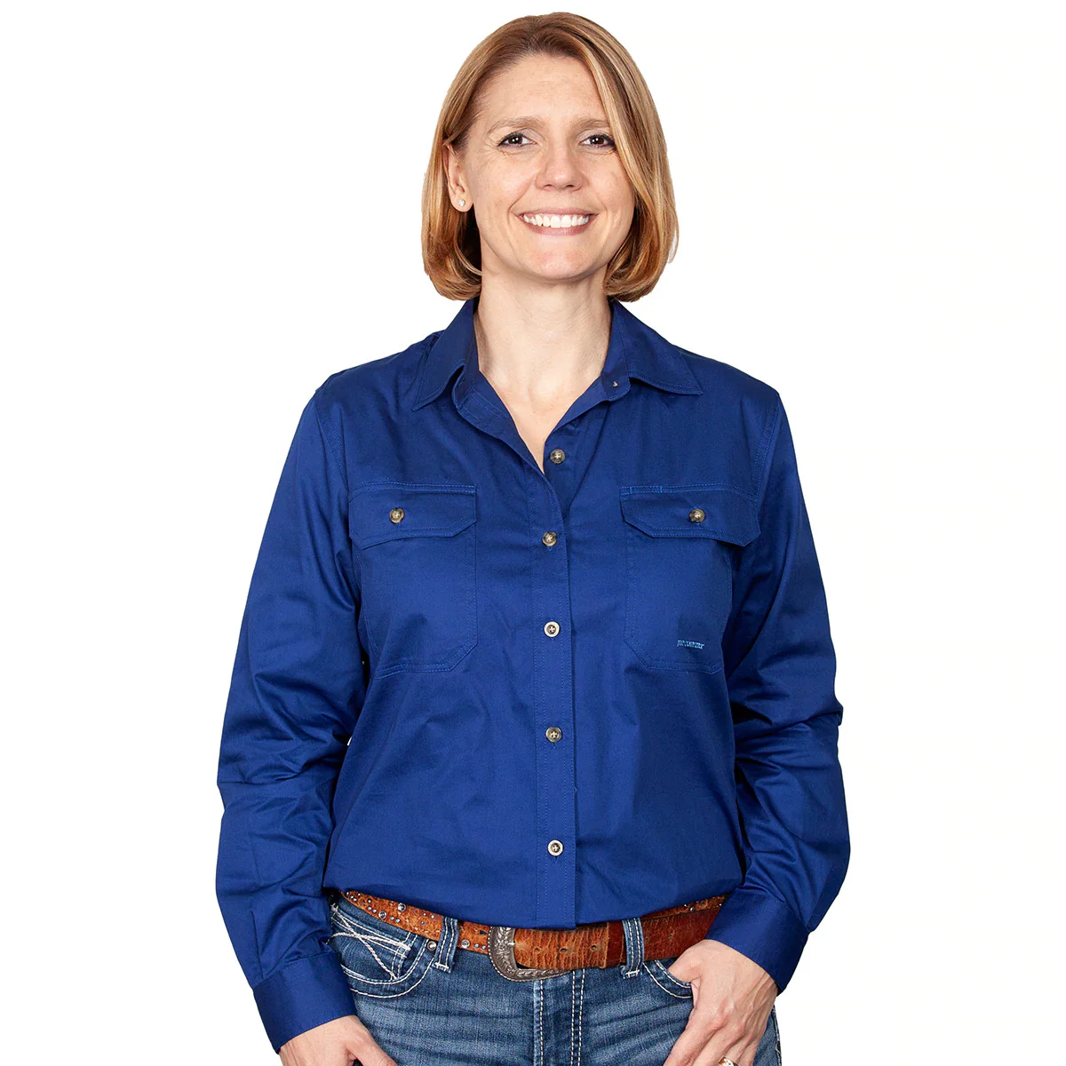 Just Country Womens Brooke Work Shirt (50502) Cobalt - Image 8