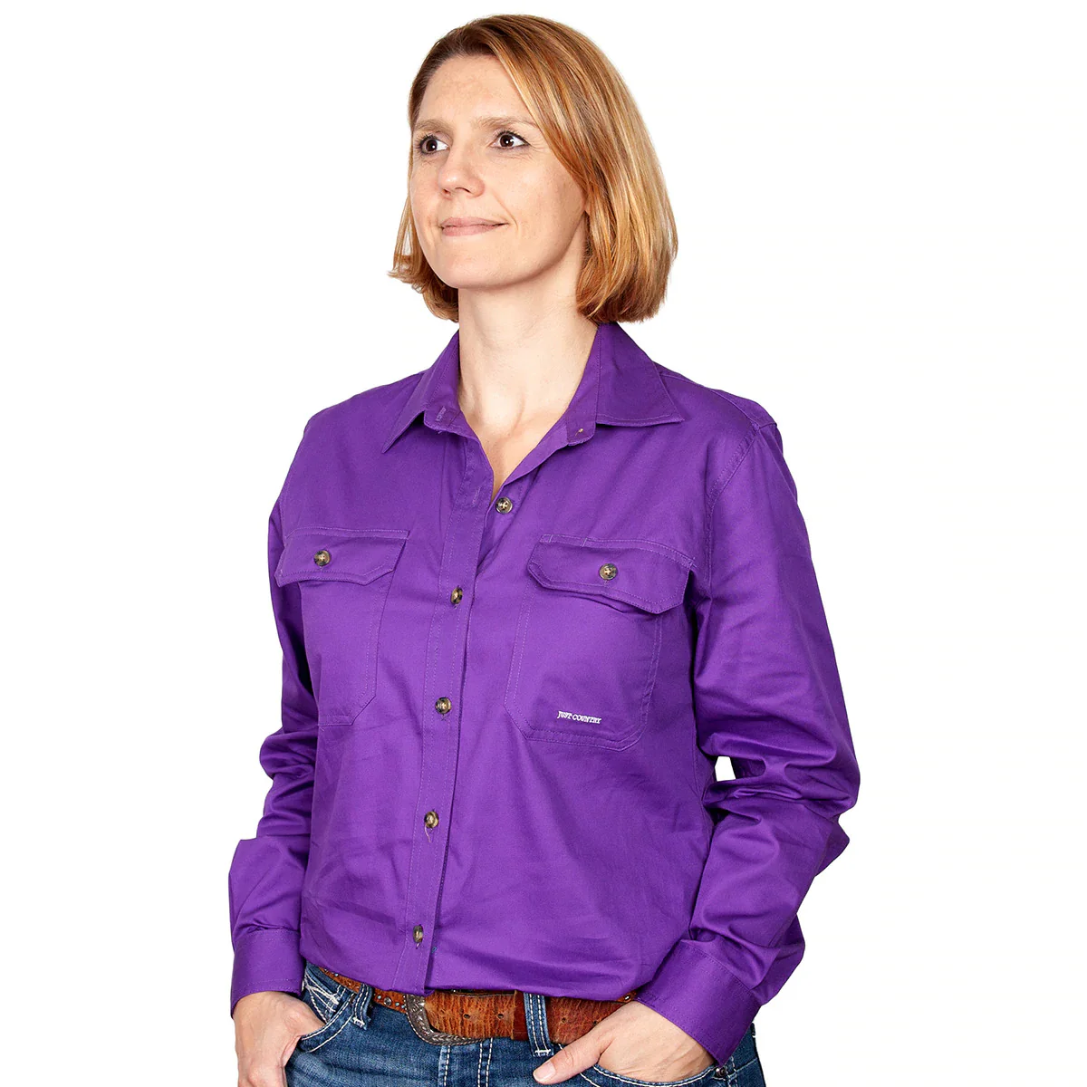 Just Country Womens Brooke Work Shirt (50502) Purple - Image 4