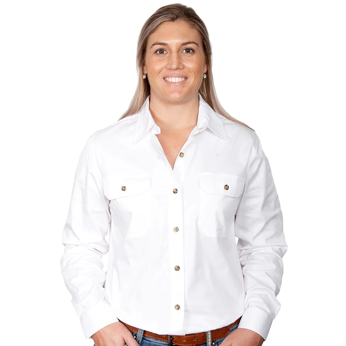 Just Country Womens Brooke Work Shirt (50502) White - Image 9