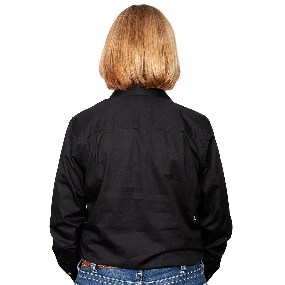 Just Country Womens Jahna Half Button Work Shirt (50505) Black - Image 2