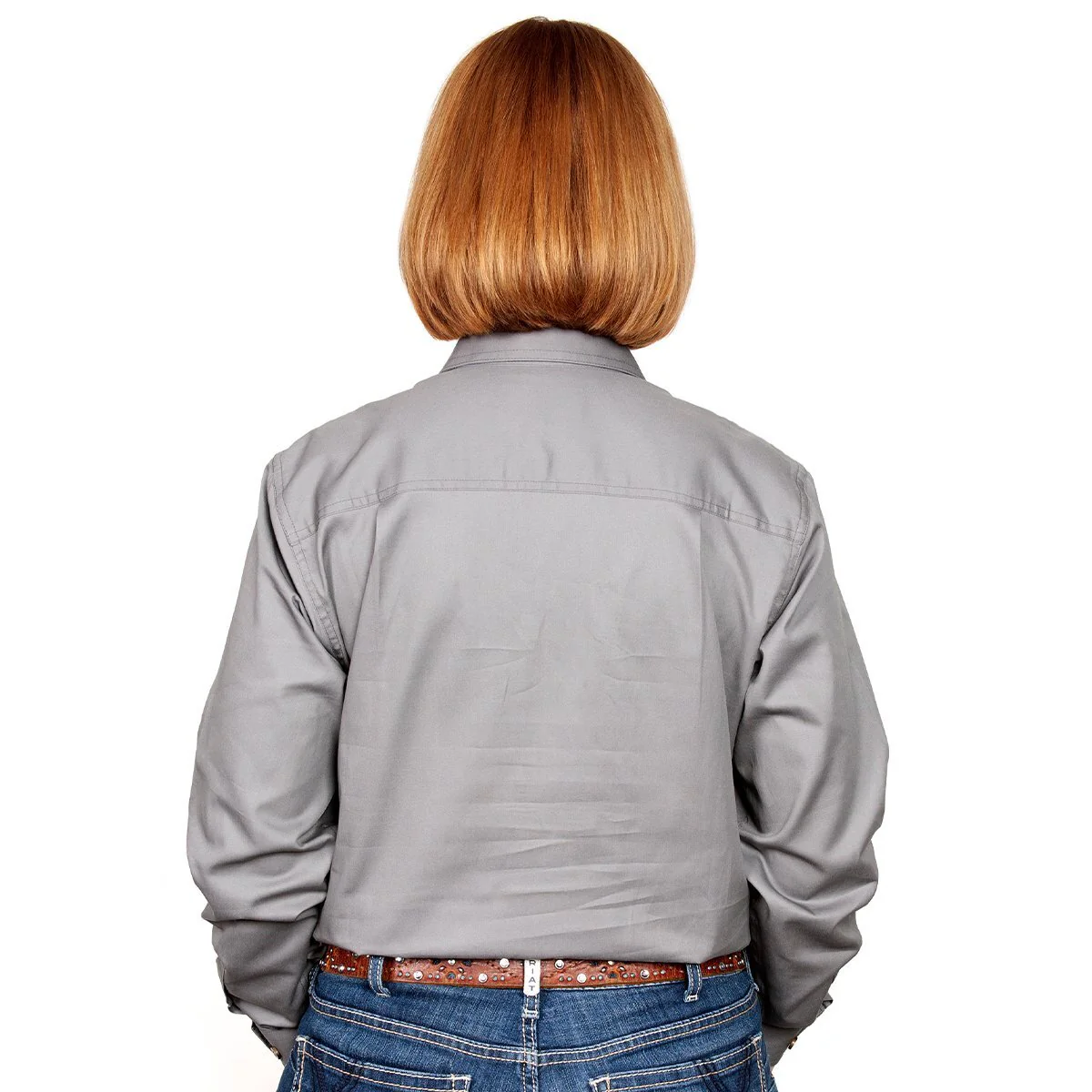 Just Country Womens Jahna Half Button Work Shirt (50505) Steel Grey - Image 2