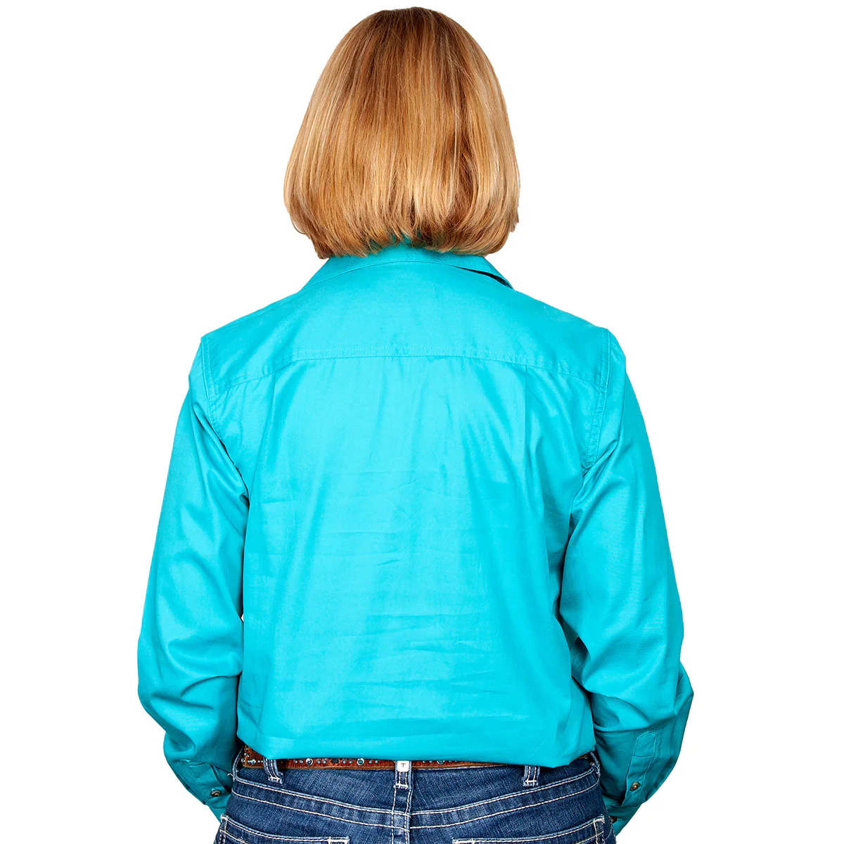 Just Country Womens Jahna Half Button Work Shirt (50505) Turquoise - Image 2