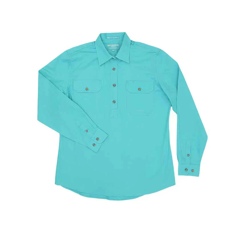 Just Country Womens Jahna Half Button Work Shirt (50505) Turquoise - Image 3
