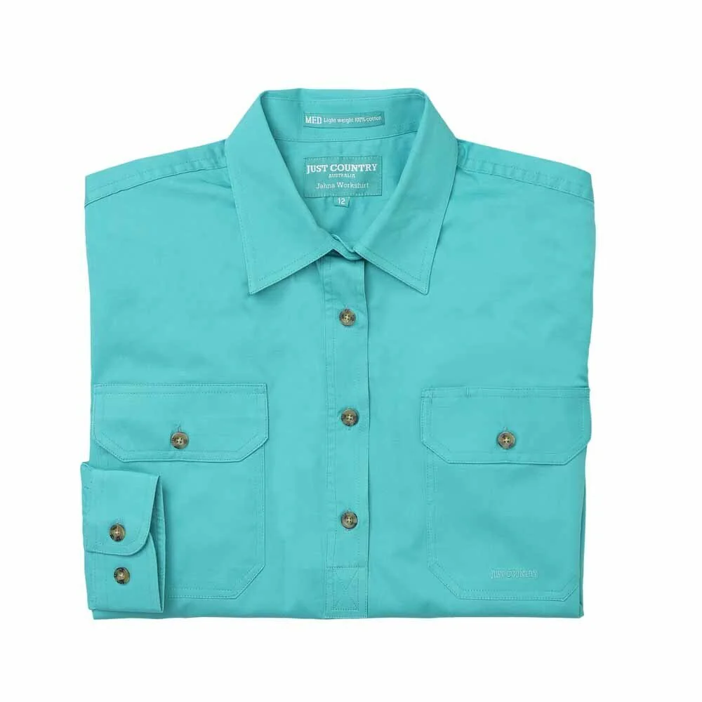 Just Country Womens Jahna Half Button Work Shirt (50505) Turquoise - Image 4