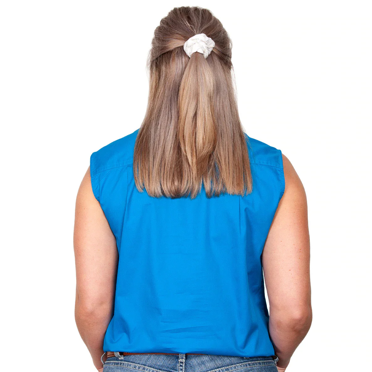Just Country Womens Kerry Sleeveless Half Button Work Shirt (50503) Blue Jewel - Image 2