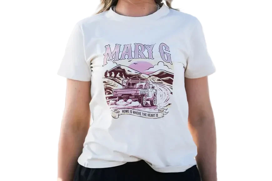 MaryG Womens Home Is Where The Heart Is Classic S/S Tee (MGNTBU) Light Beige [GD] - Image 2