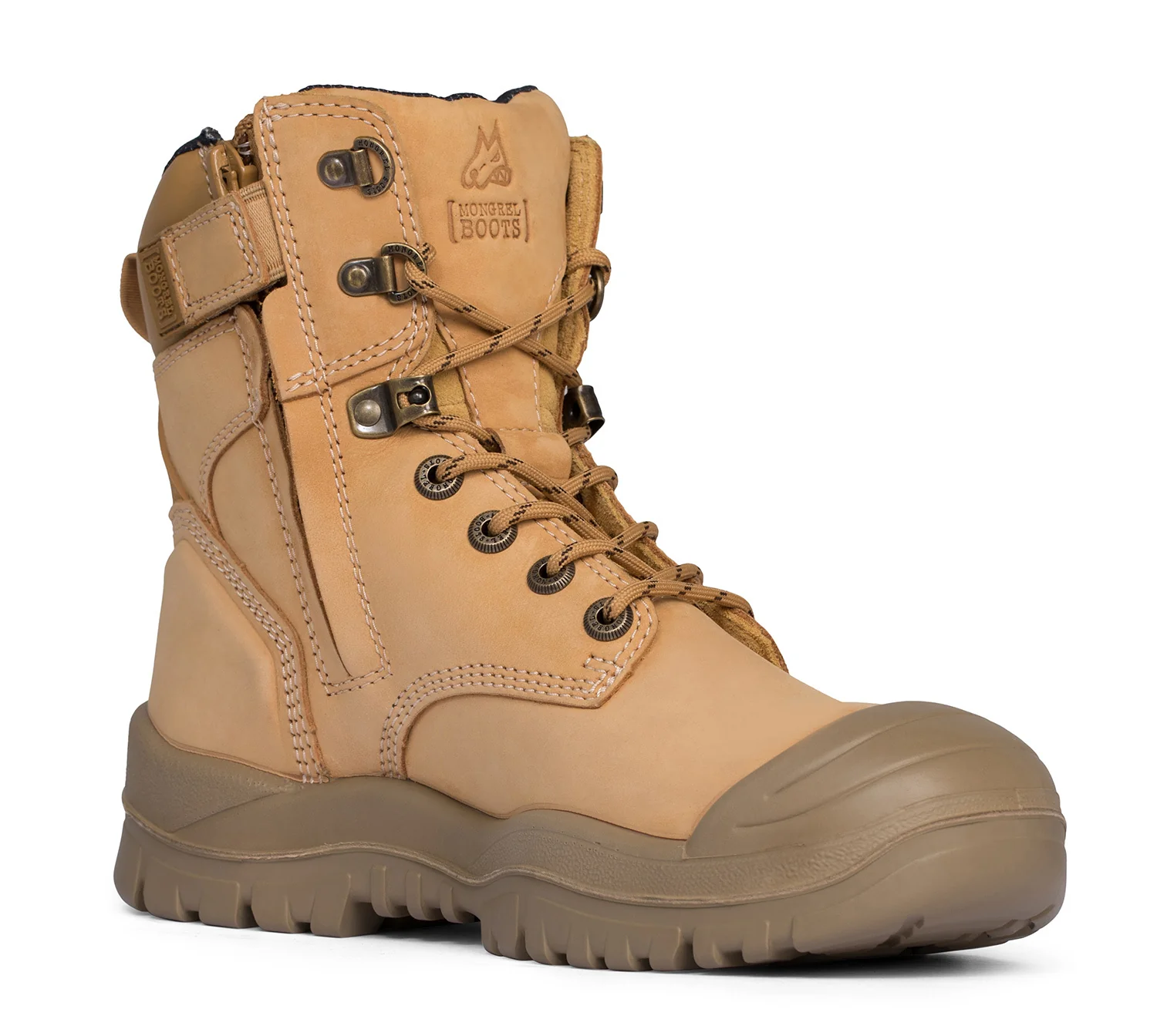 Mongrel High Leg Zip Sider Safety Boots w/ Scuff Cap (561050) Wheat - Image 3