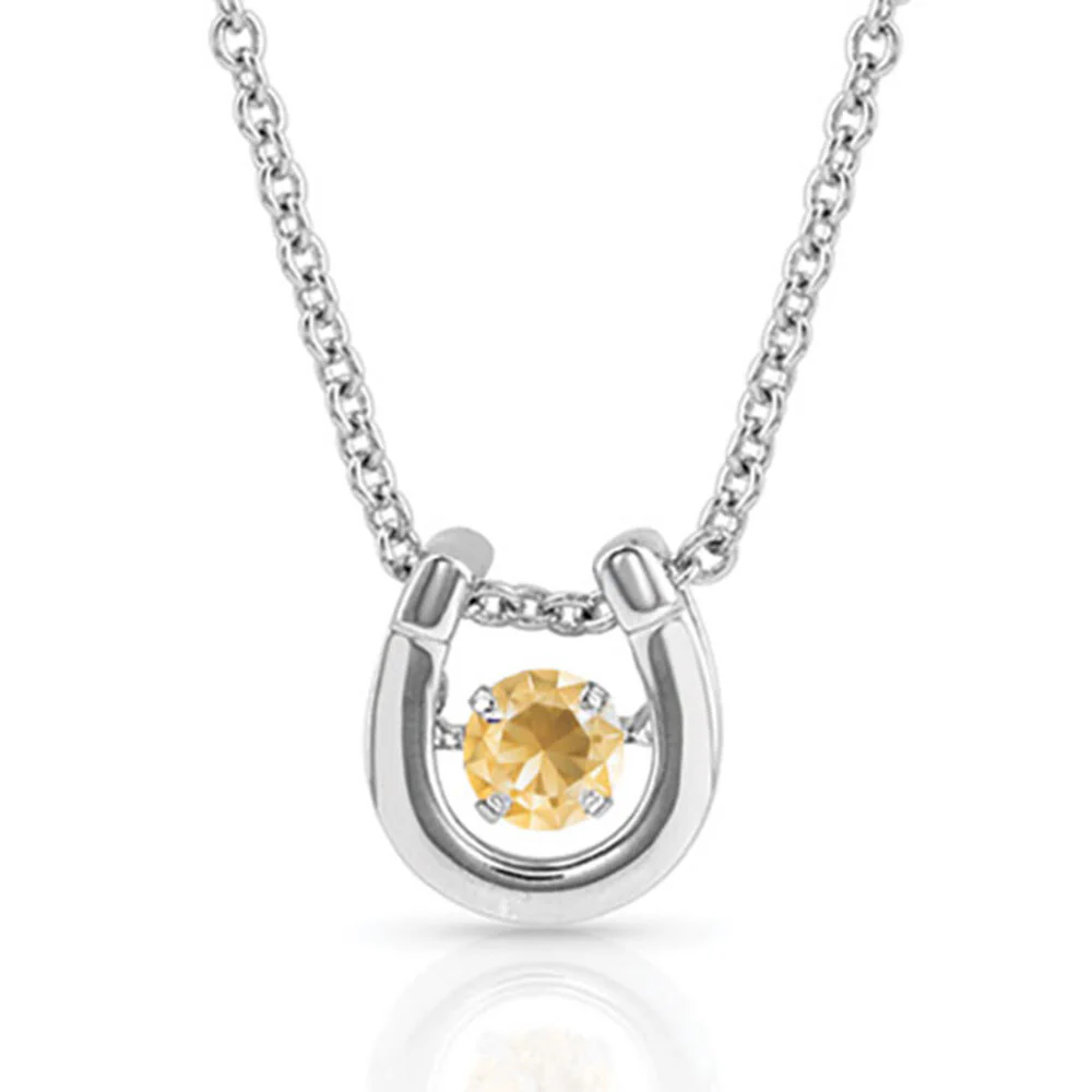 Montana Silversmiths Dancing Birthstone Horseshoe Necklace (NC4742-NOV) Topaz CZ