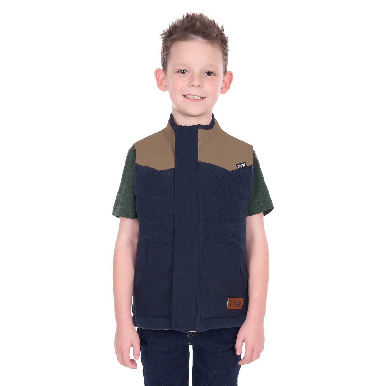 Pure Western Boys Jamie Reversible Vest (P6W3603181) Stone/Navy - Image 5