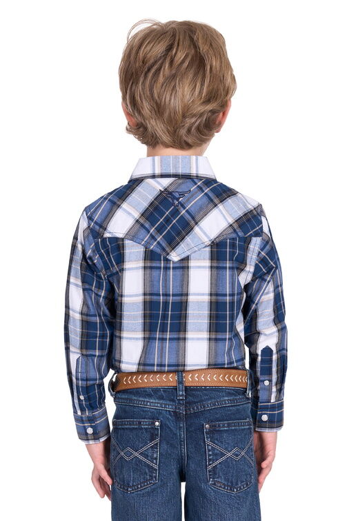 Pure Western Boys Nicholas L/S Shirt (P5S3100071) Navy/Tan - Image 4