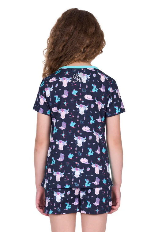 Pure Western Girls Cowgirl Pyjamas (P5S5942PJS) Navy/Aqua - Image 4