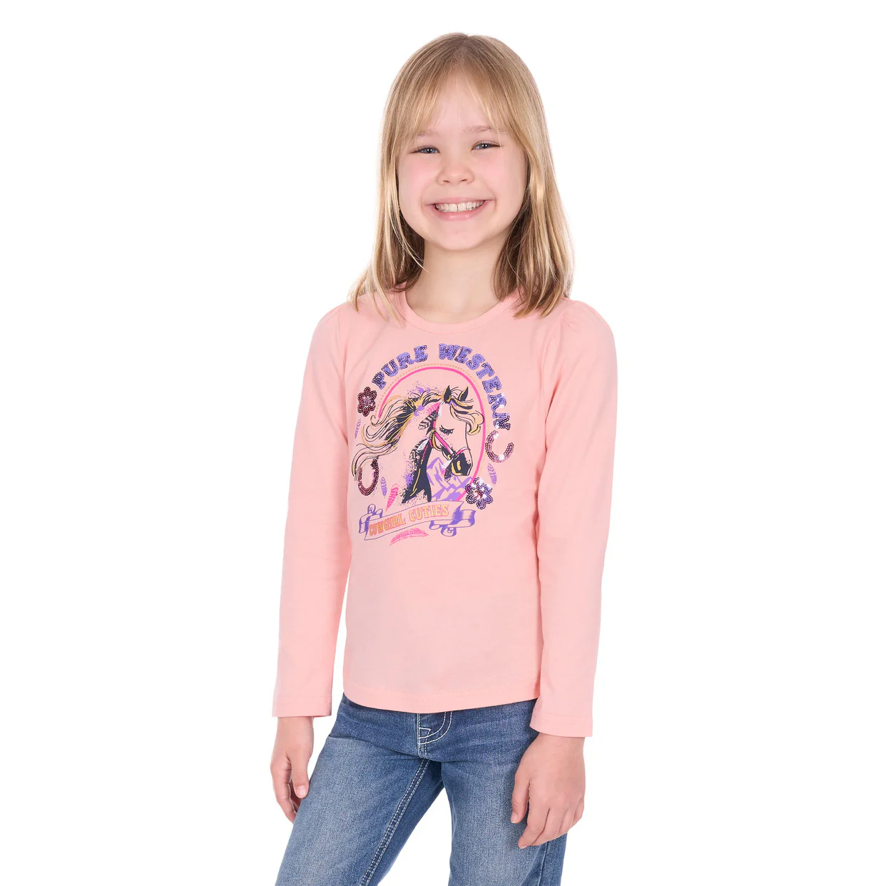 Pure Western Girls Danica L/S Tee (P6W5500179) Peach