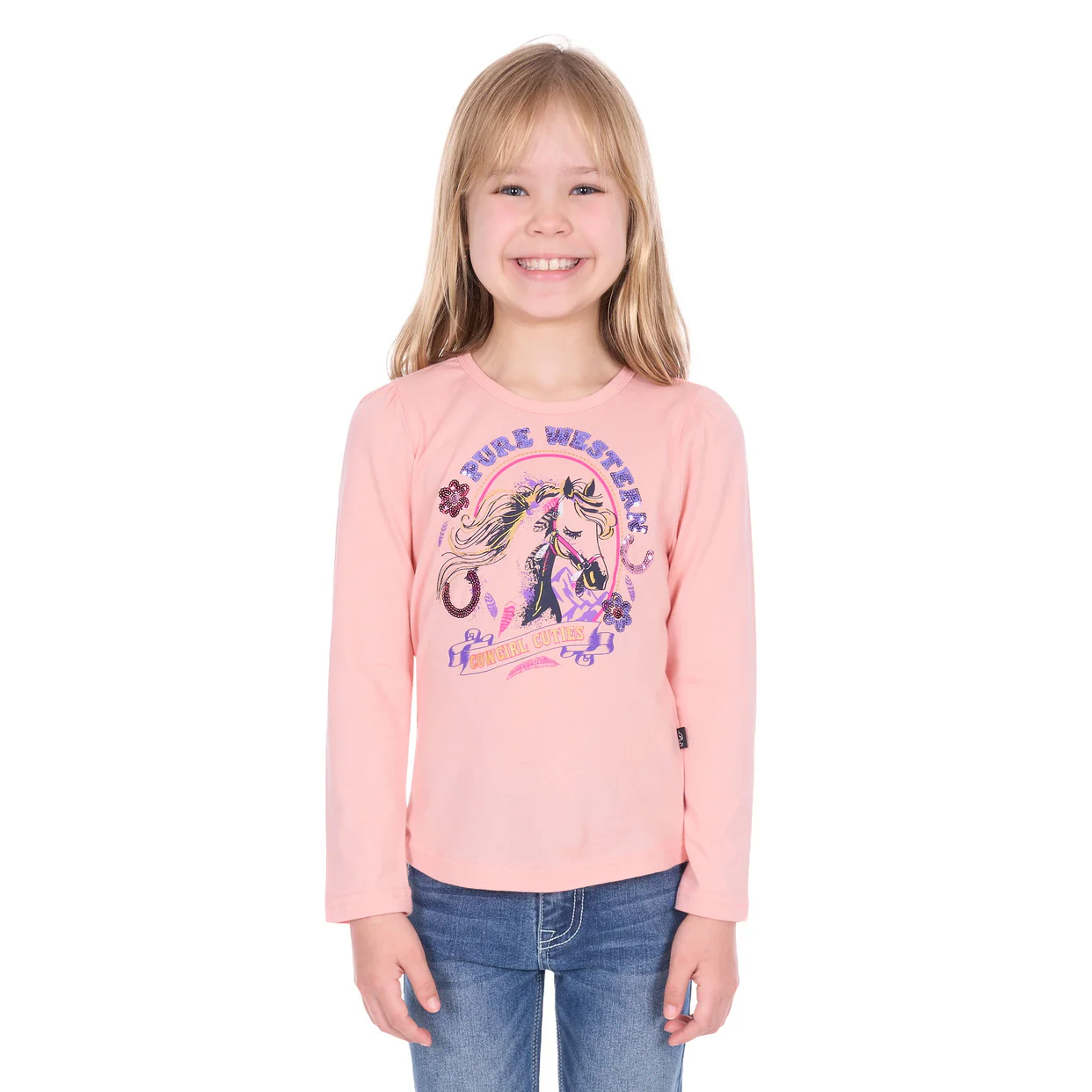 Pure Western Girls Danica L/S Tee (P6W5500179) Peach - Image 4