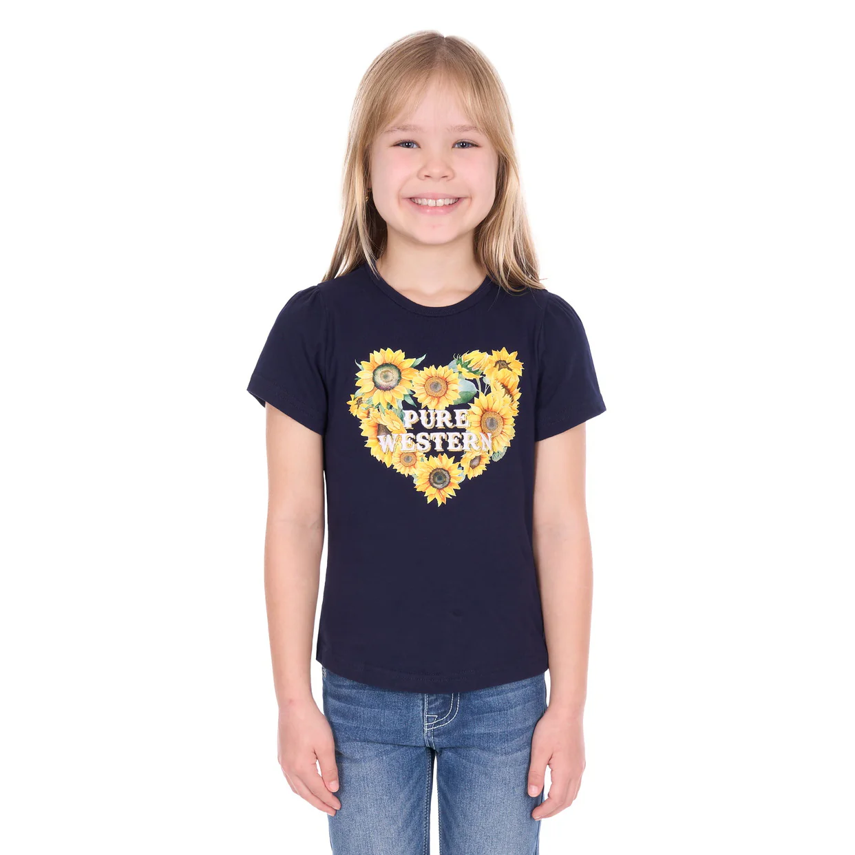 Pure Western Girls Marissa S/S Tee (P6W5500205) Navy - Image 4