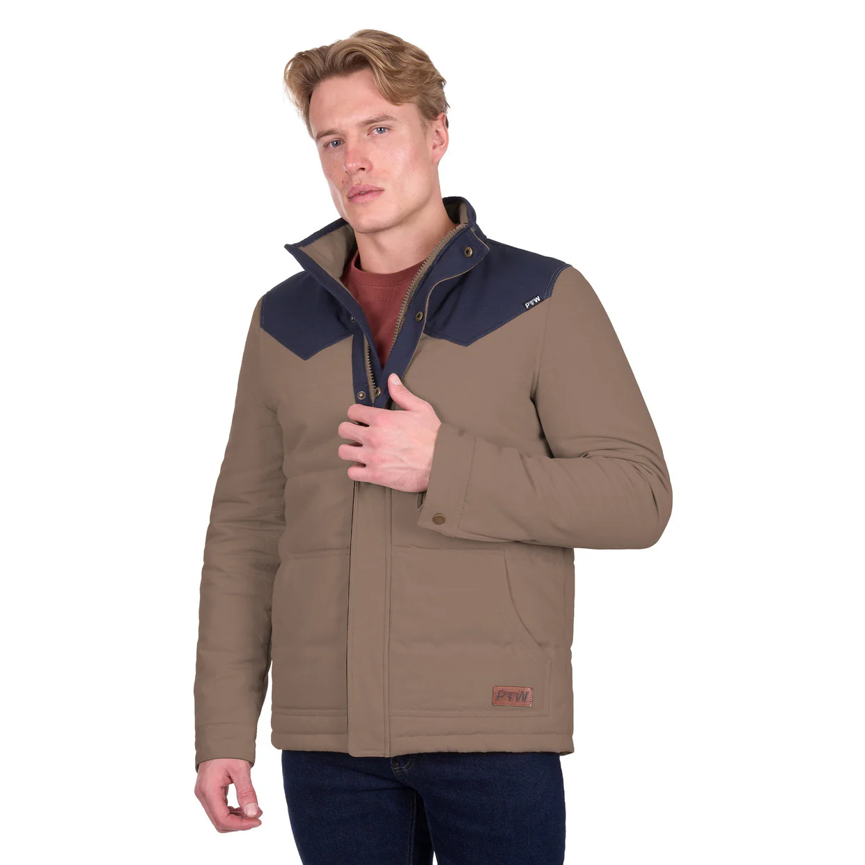 Pure Western Mens Jamie Jacket (P6W1703181) Stone/Navy