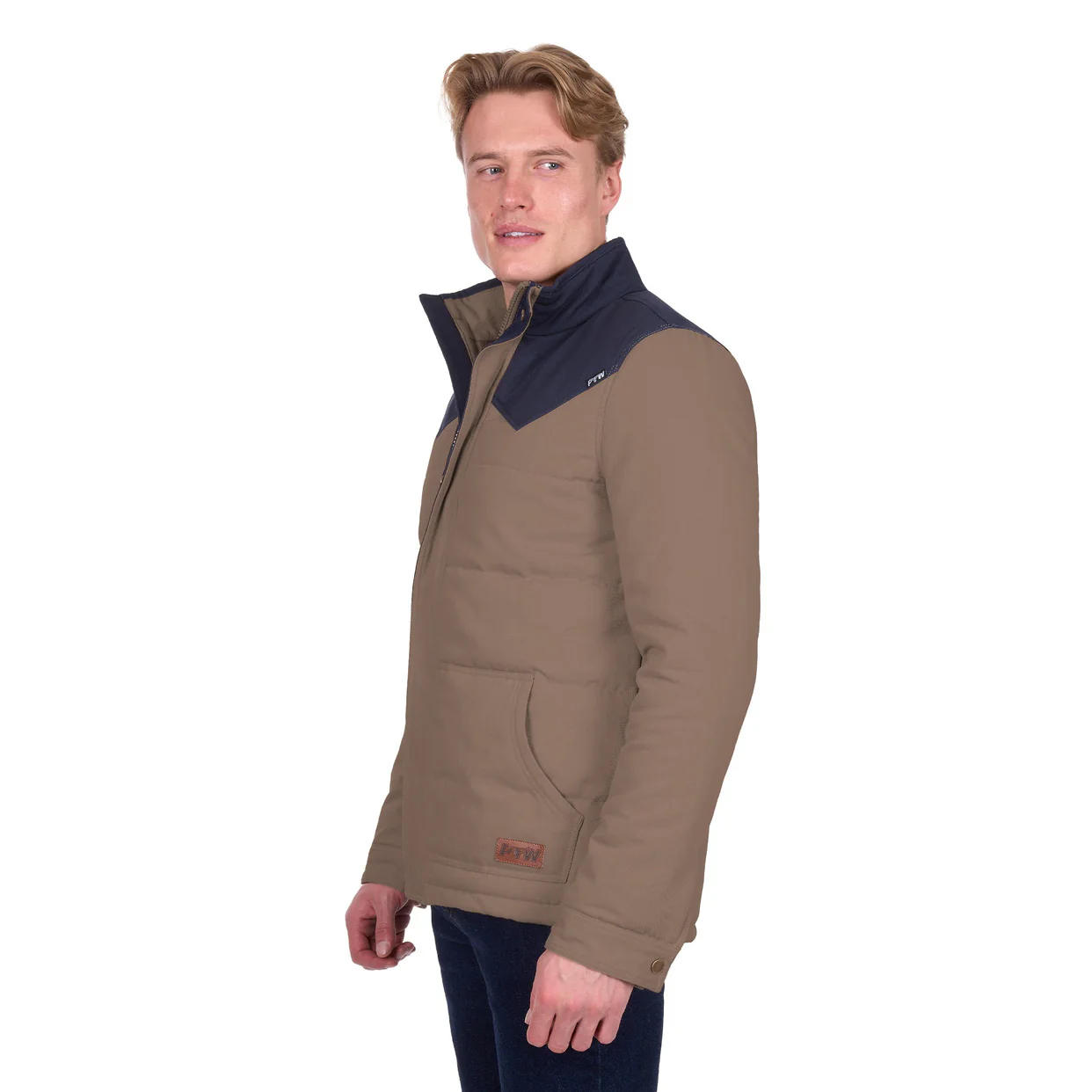 Pure Western Mens Jamie Jacket (P6W1703181) Stone/Navy - Image 3