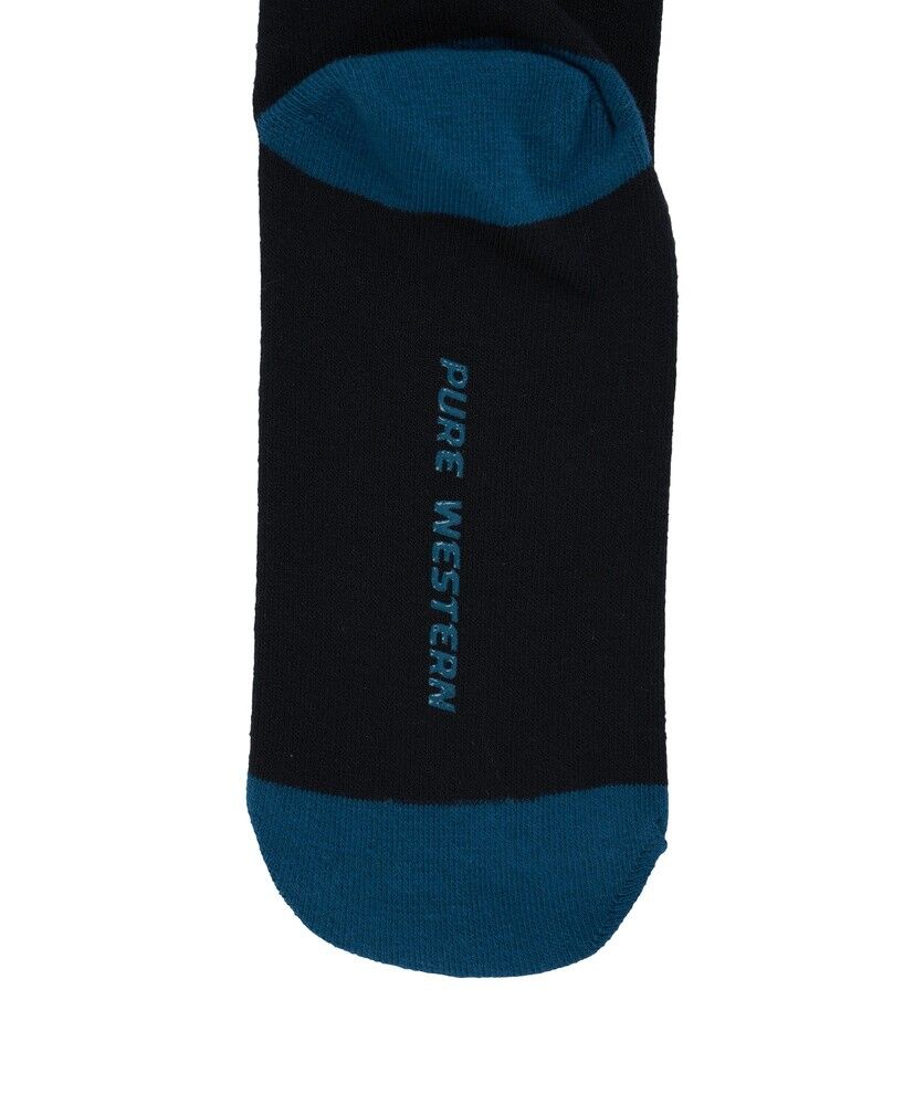 Pure Western PW Crew Socks - Twin Pack (PCP2949SOC) Black/Teal - Image 2