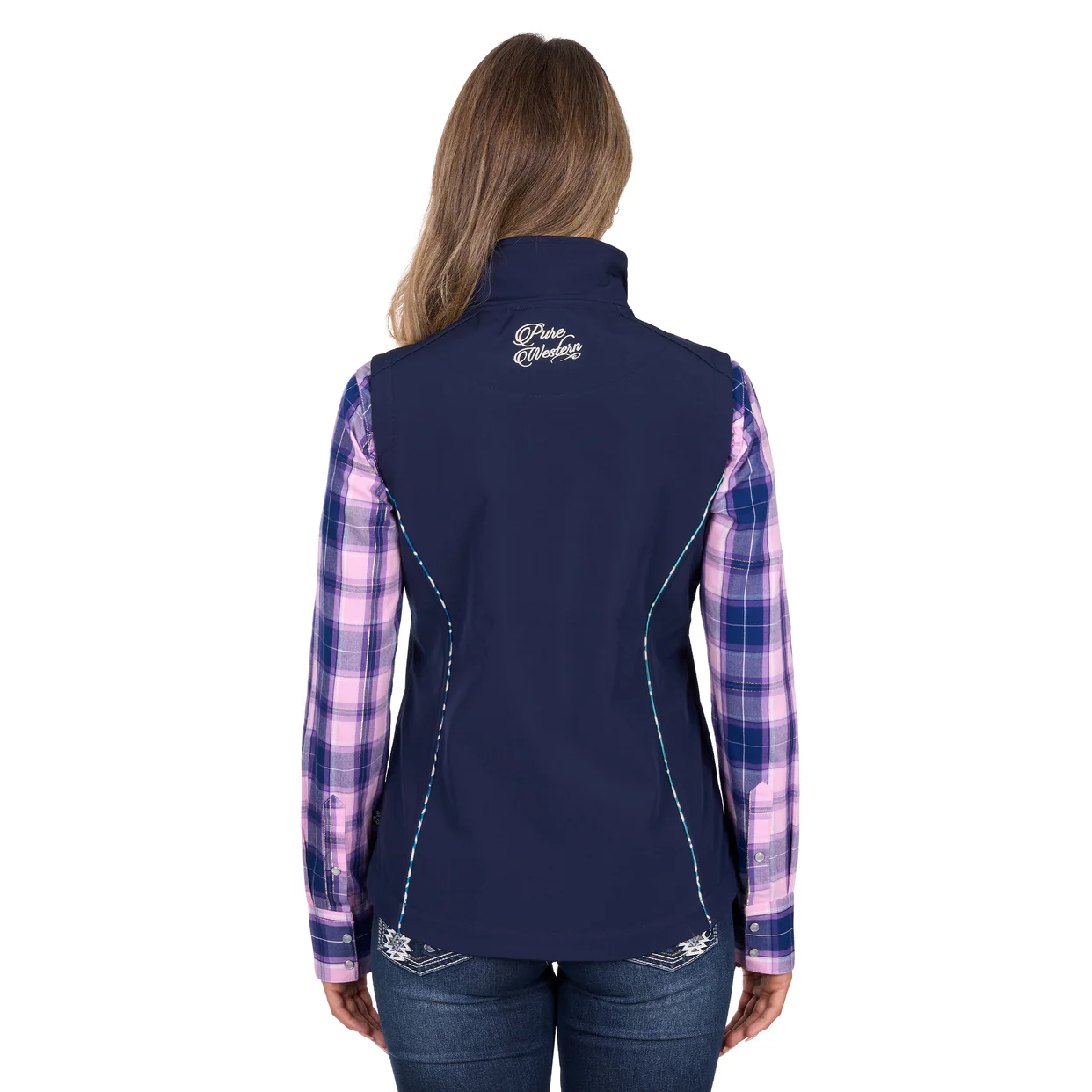 Pure Western Womens Corine Softshell Vest (P6W2603226) Navy - Image 2