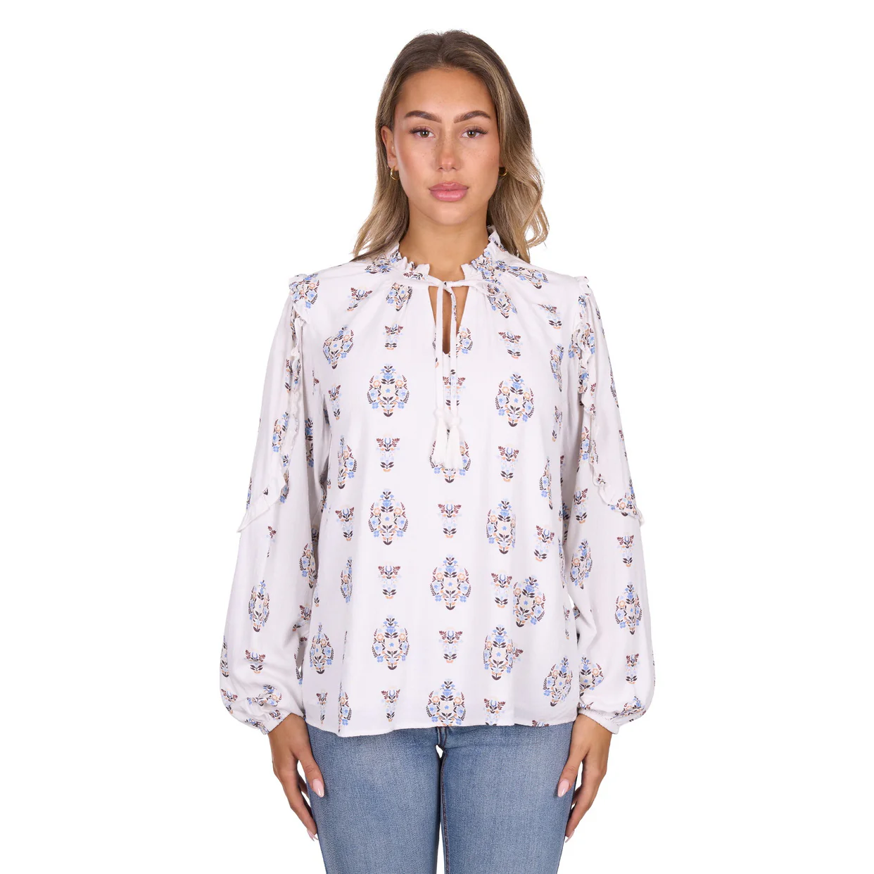 Pure Western Womens Keeley L/S Blouse (P6W2541192) Ivory - Image 4
