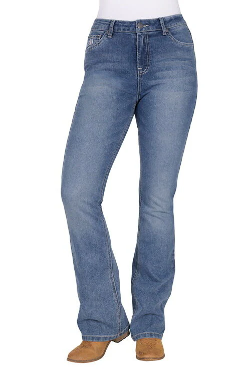 Pure Western Womens Pam Hi Rise Bootcut Jeans - 32 Leg (PCP2213129) Summer Sky - Image 2