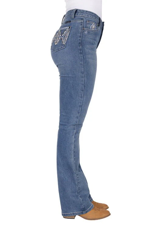 Pure Western Womens Pam Hi Rise Bootcut Jeans - 32 Leg (PCP2213129) Summer Sky - Image 3