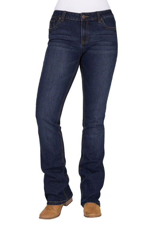Pure Western Womens Sam Relaxed Rider Jeans - 36 Leg (PCP2210035) Midnight - Image 2