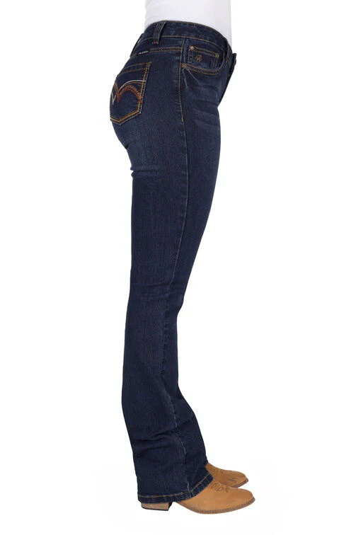 Pure Western Womens Sam Relaxed Rider Jeans - 36 Leg (PCP2210035) Midnight - Image 3