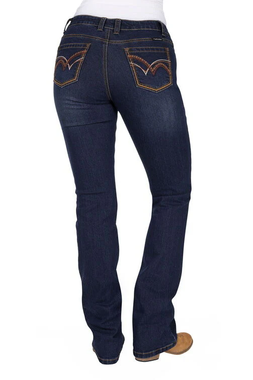 Pure Western Womens Sam Relaxed Rider Jeans - 36 Leg (PCP2210035) Midnight - Image 4