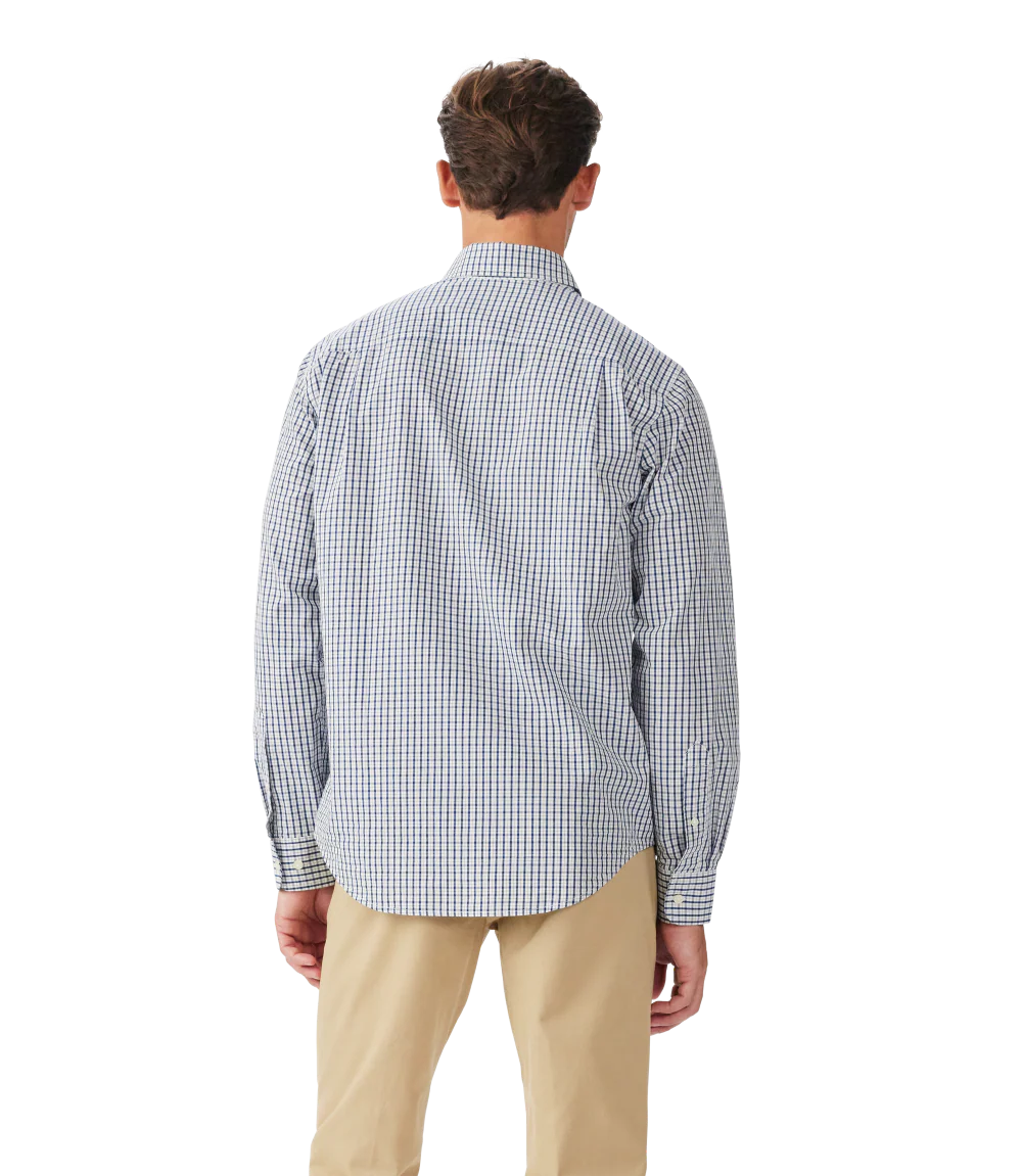 R.M.Williams Mens Augusta Classic Poplin L/S Shirt (SHU01PS01) White Blue - Image 2