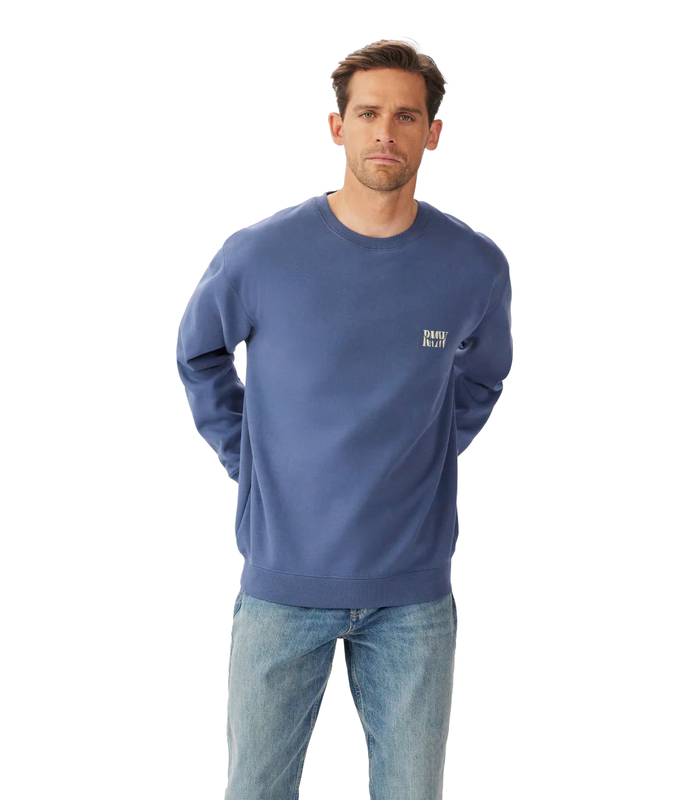 R.M.Williams Mens Branded Crew Jumper (KCU00BB01) Blue