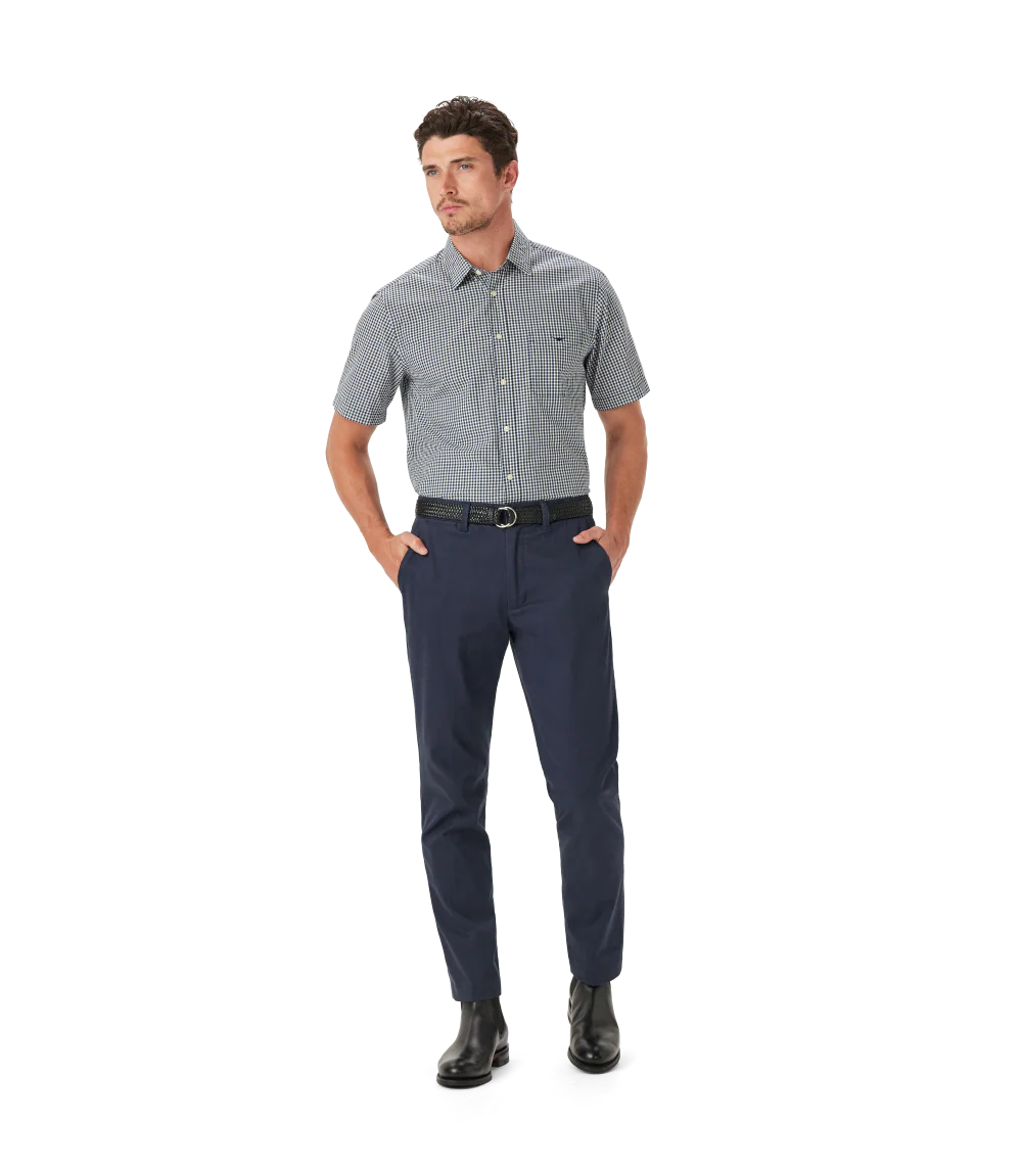R.M.Williams Mens Classic Poplin Check S/S Shirt (SH211PS04) Navy Char - Image 3