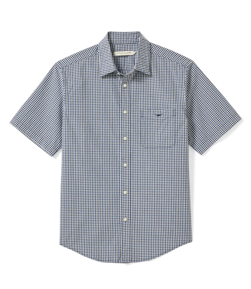 R.M.Williams Mens Classic Poplin Check S/S Shirt (SH211PS04) Navy Char - Image 4