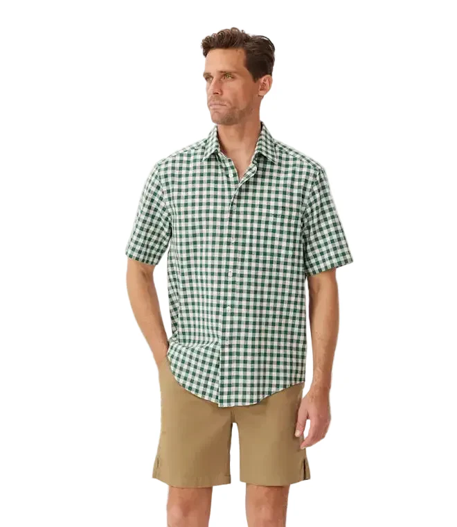 R.M.Williams Mens Classic S/S Shirt (SH211CB6501) Green White - Image 2