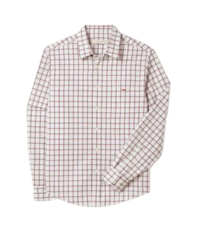 R.M.Williams Mens Classic Twill Check L/S Shirt (SH201WL04) White/Red/Navy