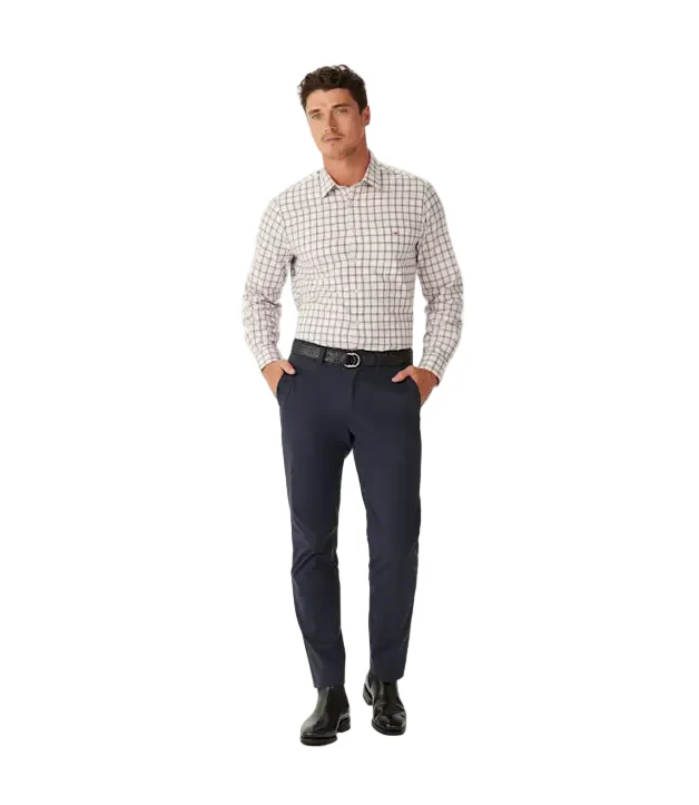 R.M.Williams Mens Classic Twill Check L/S Shirt (SH201WL04) White/Red/Navy - Image 3
