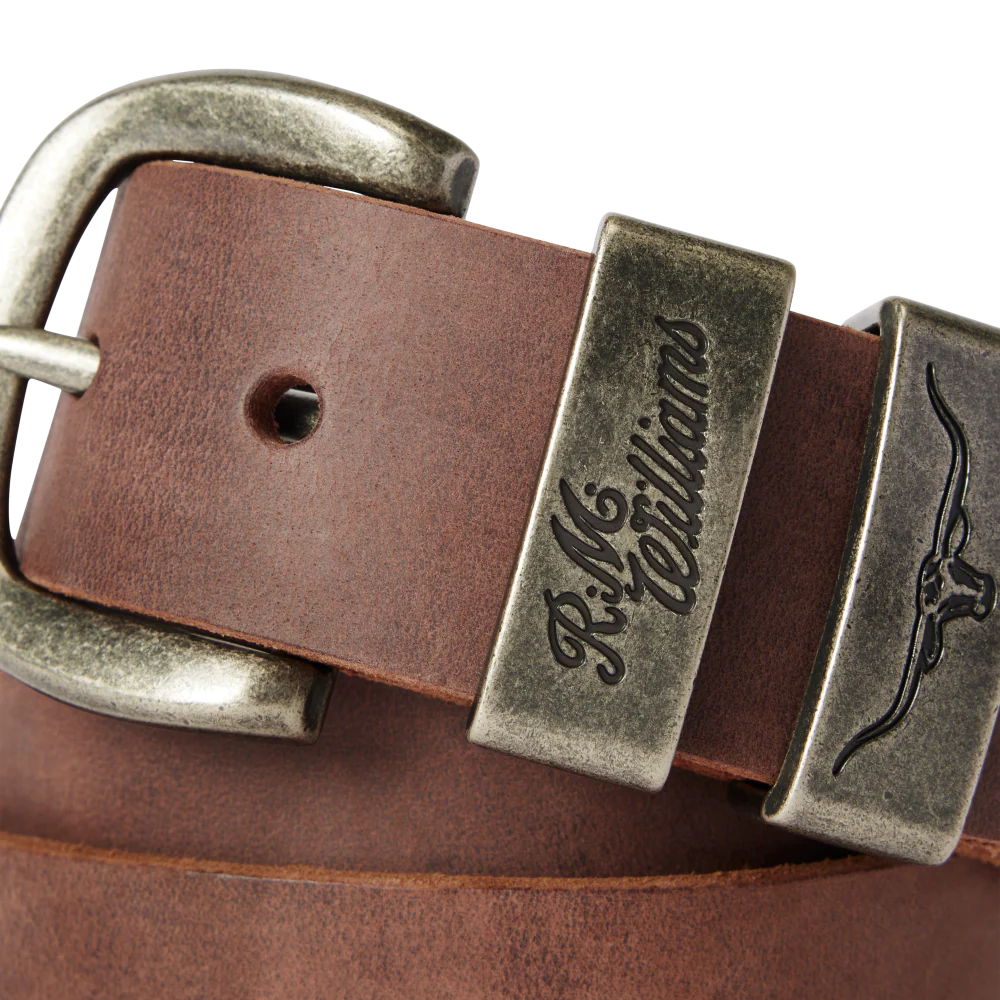 R.M.Williams Mens Drover Belt (BSF5WDN01) Bark - Image 4