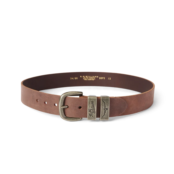 R.M.Williams Mens Drover Belt (BSF5WDN01) Bark - Image 5