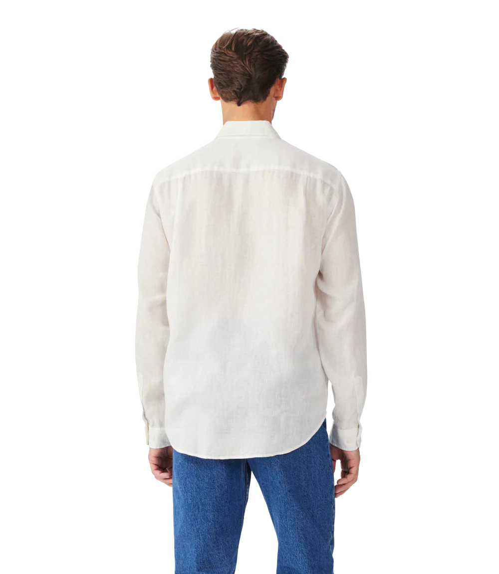 R.M.Williams Mens Newman Classic Linen L/S Shirt (SHU00LI01) White - Image 2