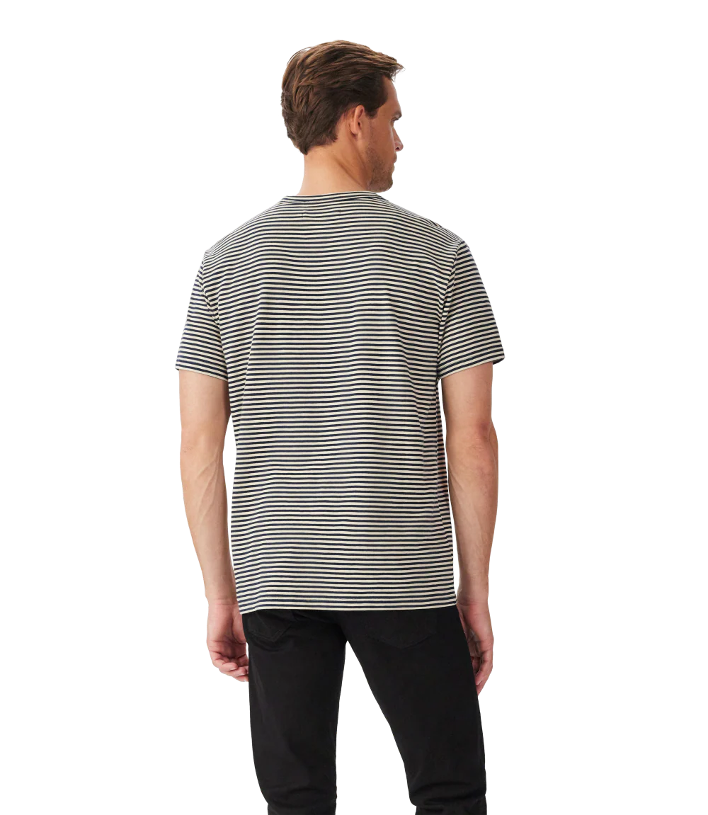R.M.Williams Mens Stanley Stripe S/S Tee (KD211JE56) Sand/Navy - Image 2