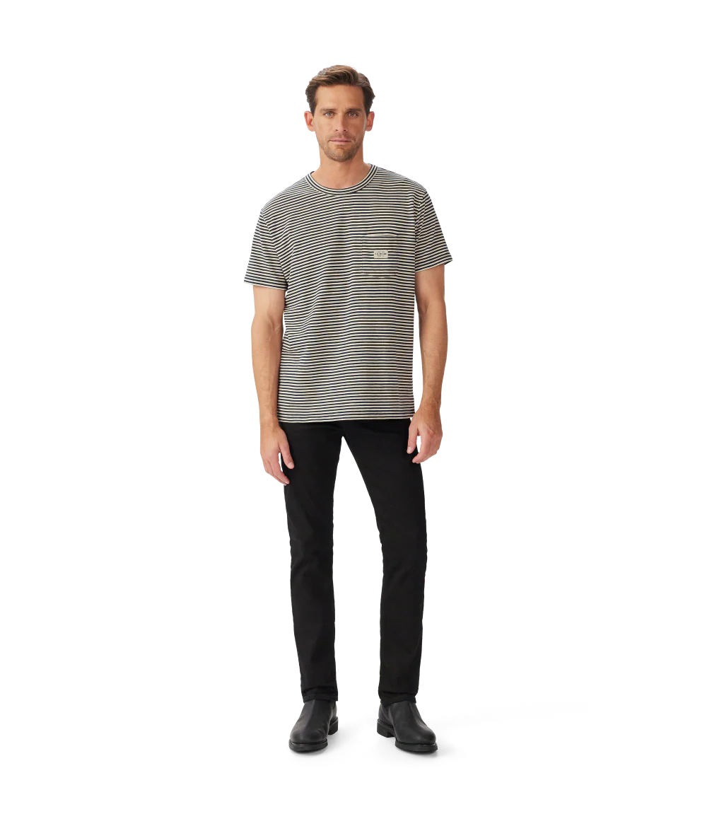 R.M.Williams Mens Stanley Stripe S/S Tee (KD211JE56) Sand/Navy - Image 3