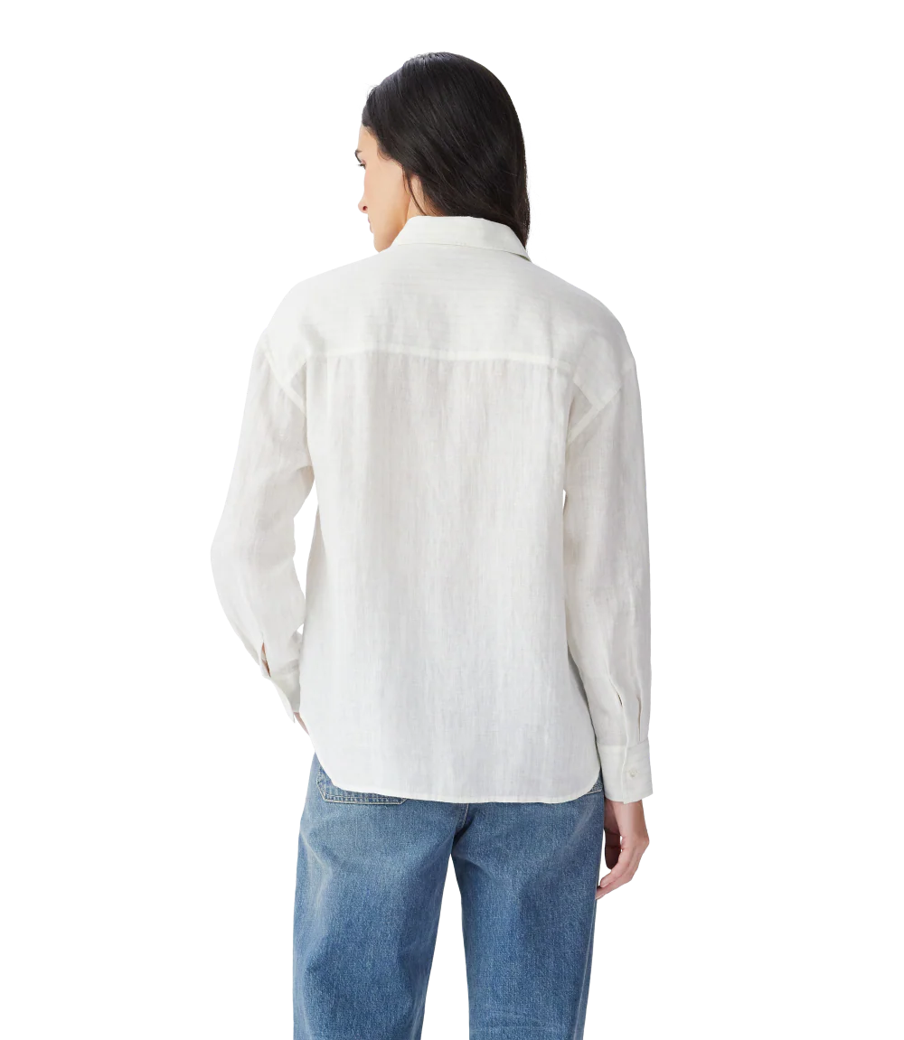 R.M.Williams Womens Hopeland Stripe L/S Linen Shirt (SHX01LN01) White Blue - Image 2
