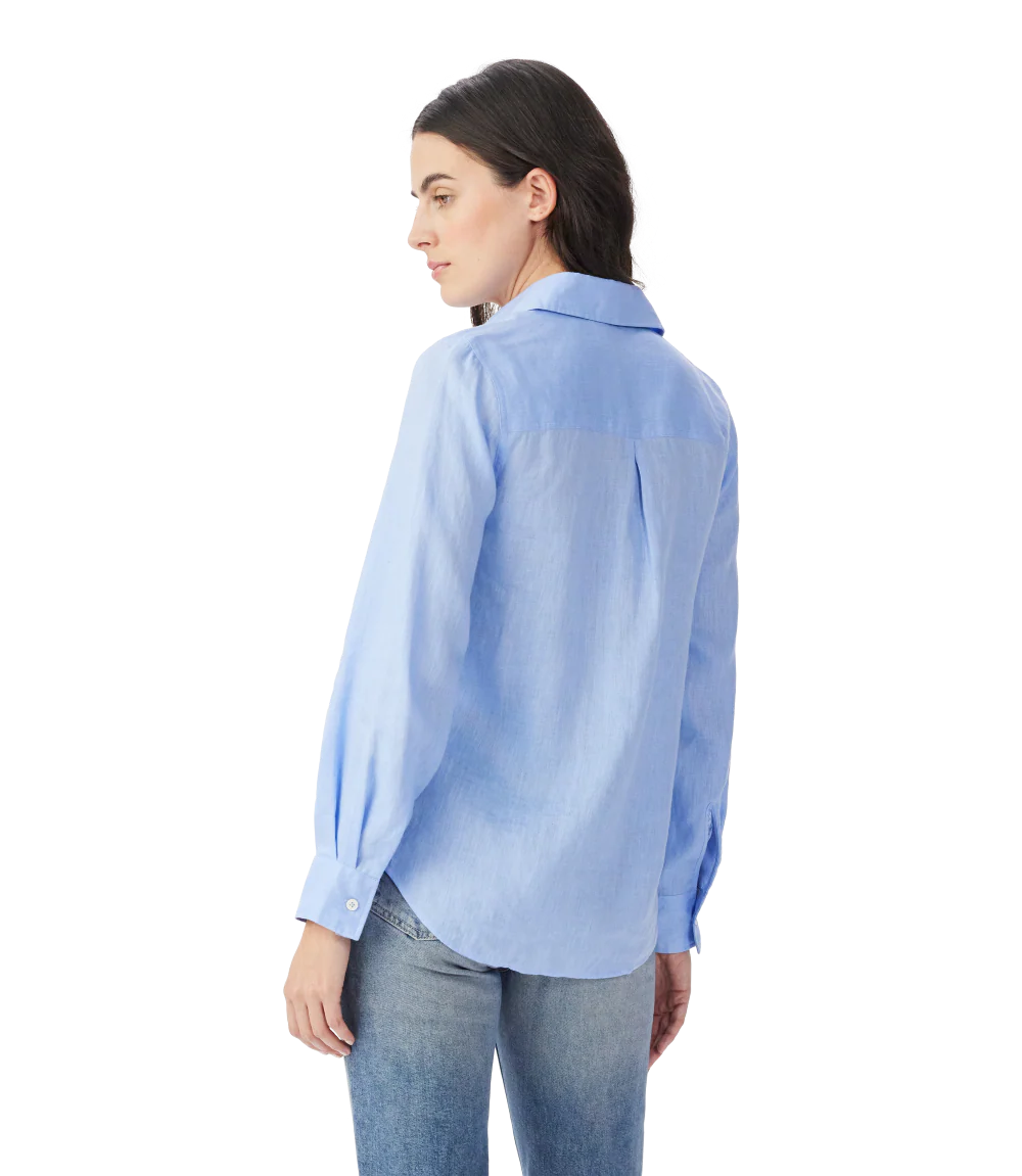 R.M.Williams Womens Olney Linen L/S Shirt (SH600LI01) Light Blue - Image 2