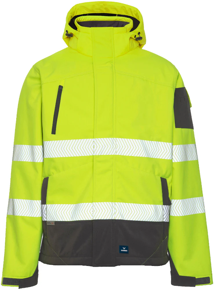 Rainbird Mens Hi Vis Jones Softshell Coat (8634) Fluro Yellow/Charcoal [SD]